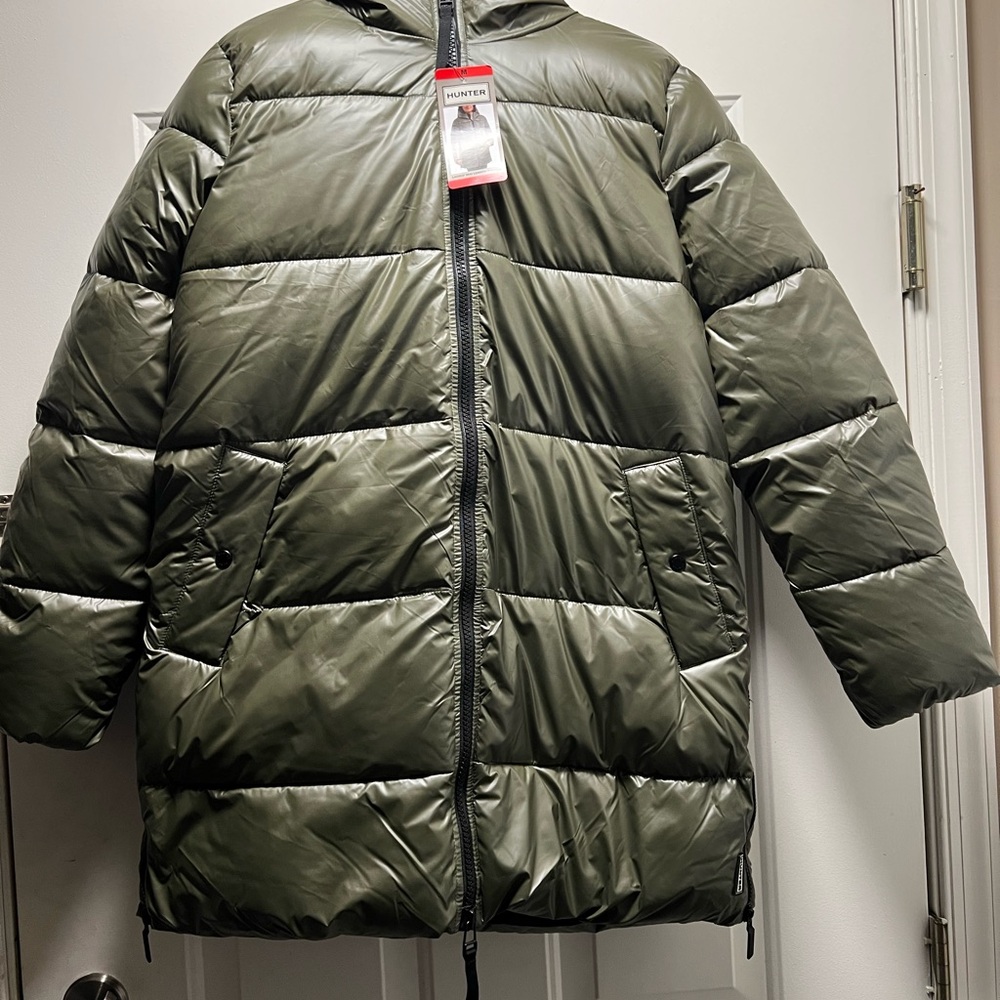 Hunter Green Hooded Puffer Coat